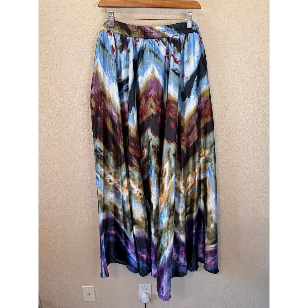 Boho Hippie Tie Dye Retro Silkey Elastic Waist Maxi/ Midi Skirt Lg Her Destiny - Picture 6 of 16